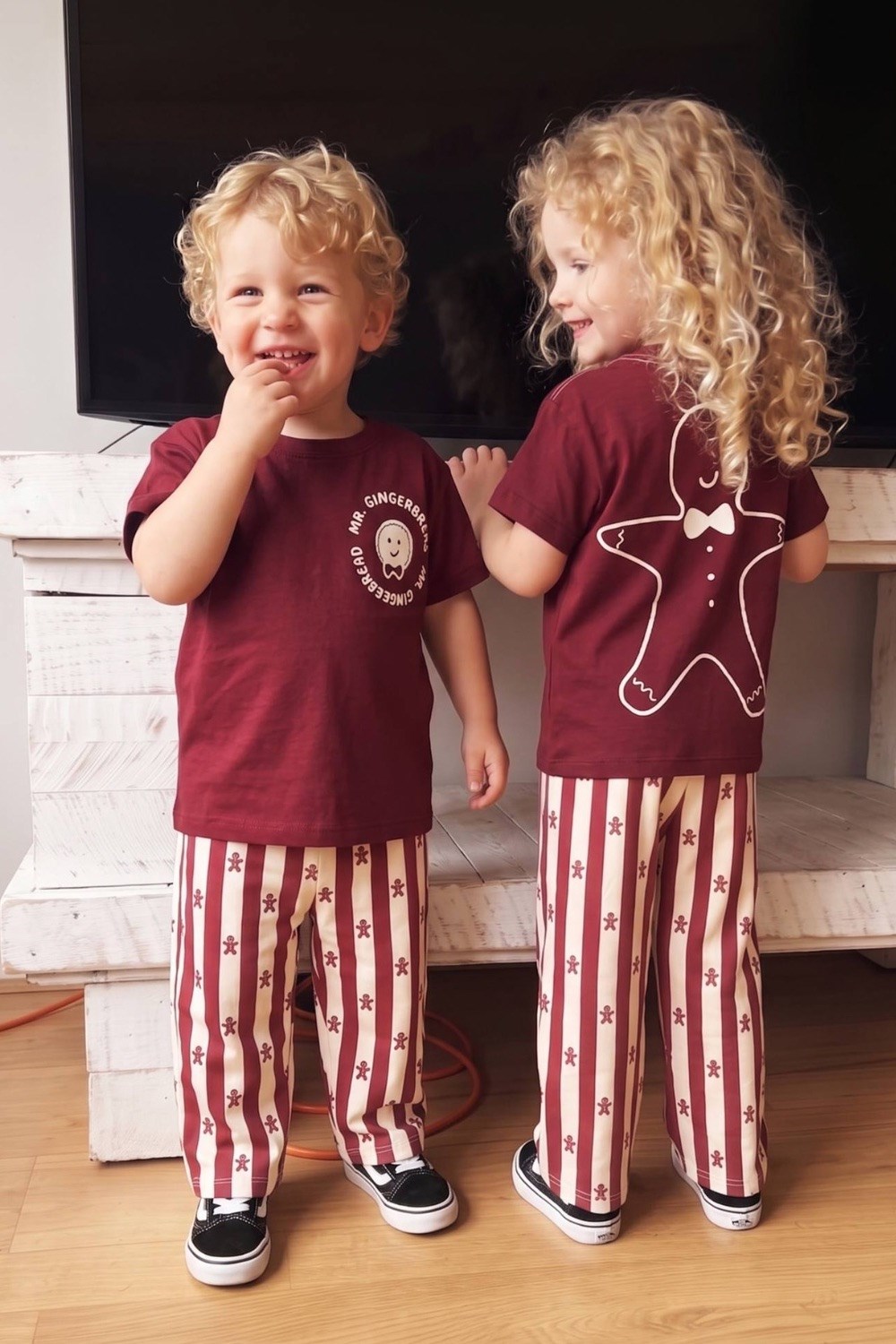 Unisex Tshirtlü Kurabiyeli Bordo Takım
