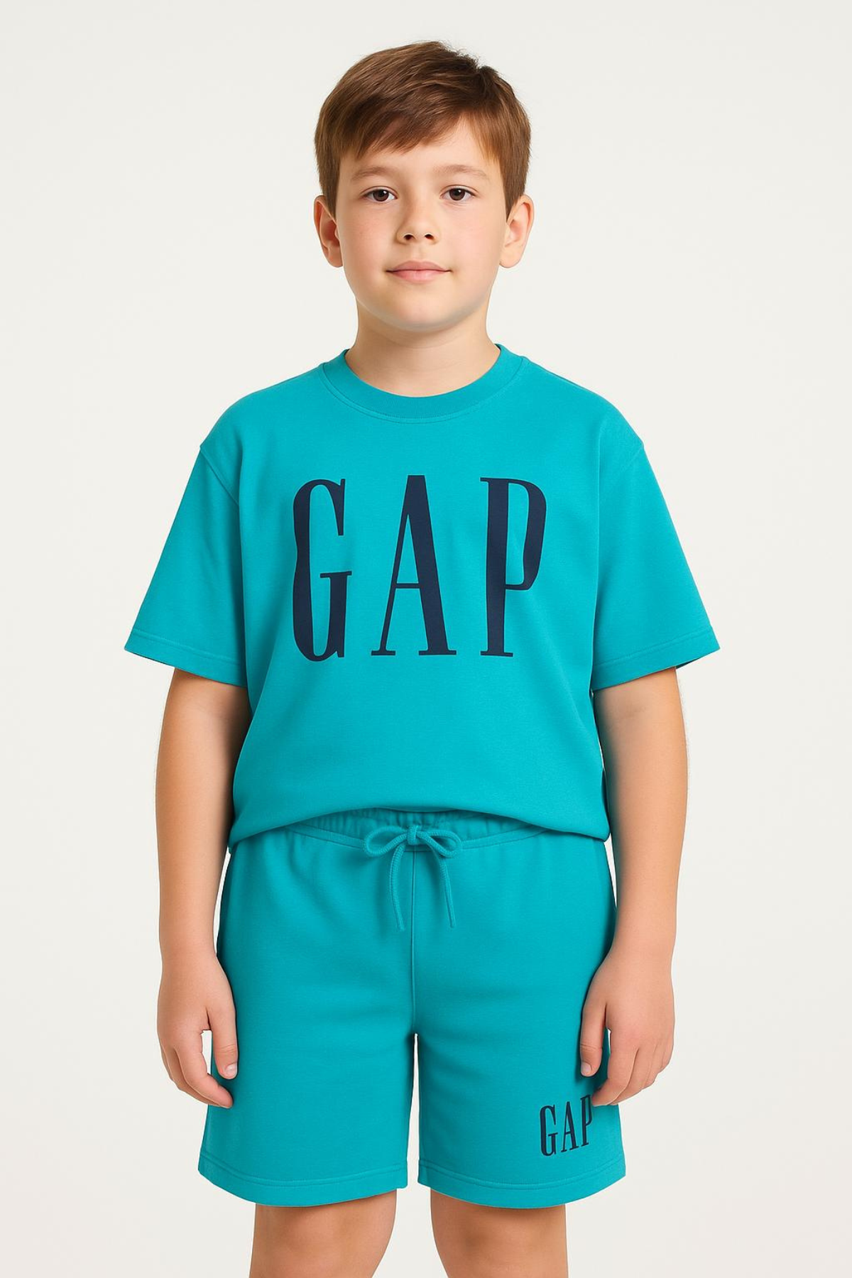 Unisex Turkuaz 6-14 Yaş Gap Şortlu Takım