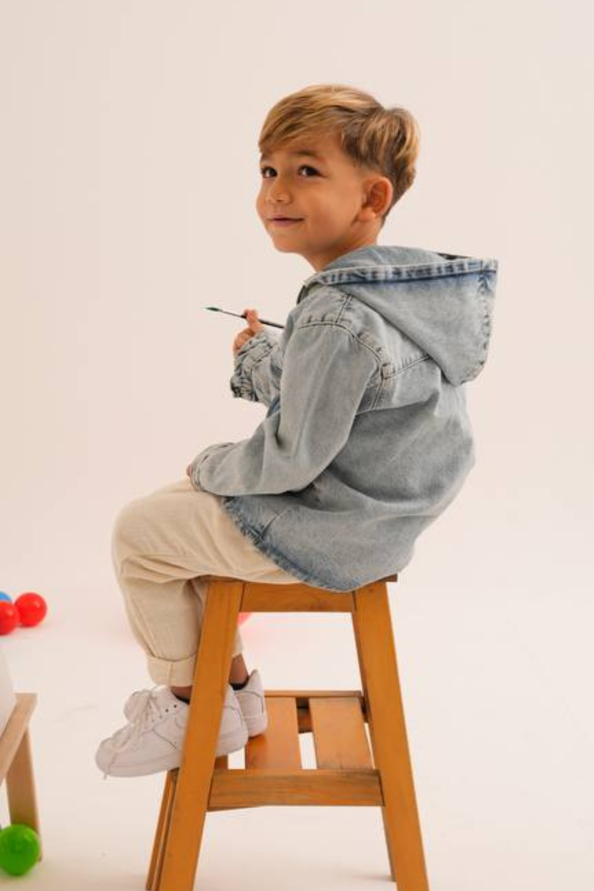 Unisex Yarım Fermuarlı Denim Sweat
