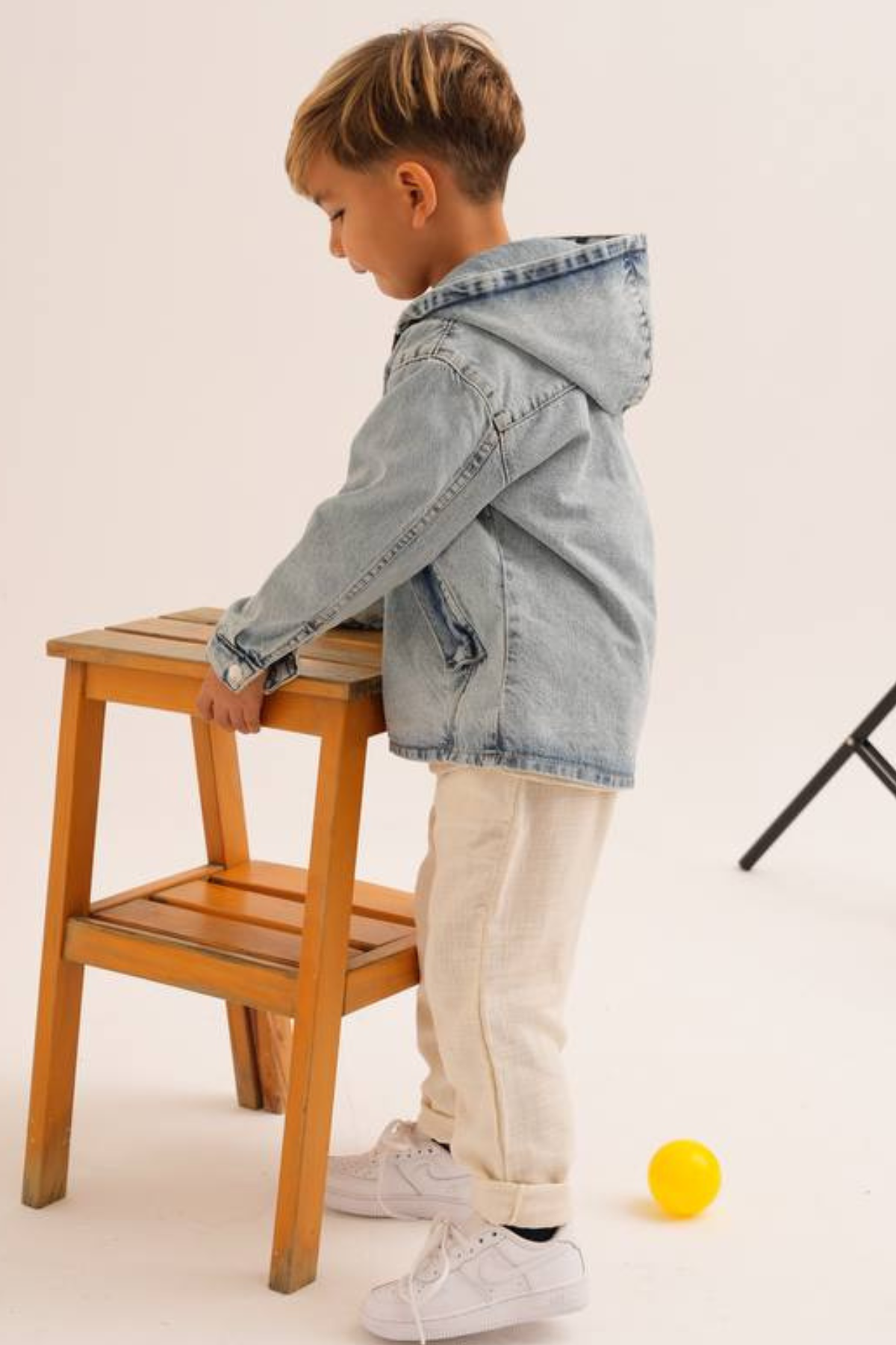 Unisex Yarım Fermuarlı Denim Sweat