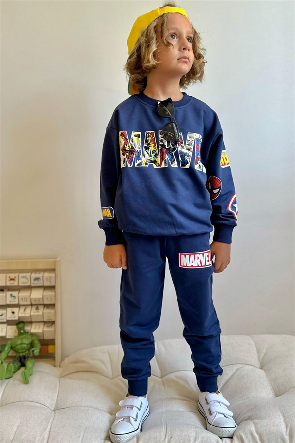 Erkek Çocuk 2 İplik Marvel Lacivert Eşofman Takım