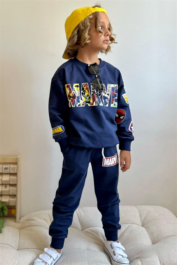 Erkek Çocuk 2 İplik Marvel Lacivert Eşofman Takım