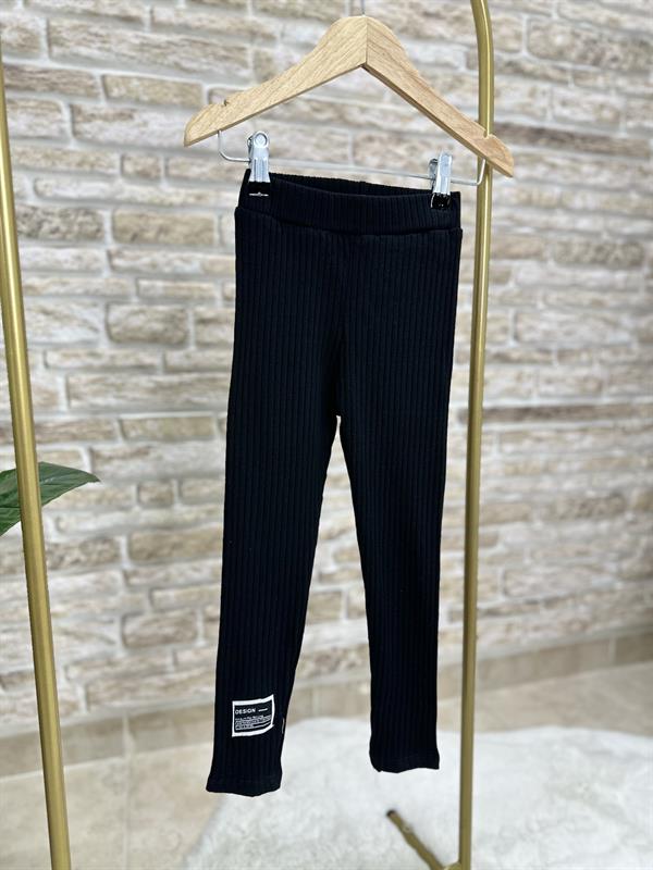 Kız Çocuk 2 İplik Papatyalı Siyah Taytlı Takım