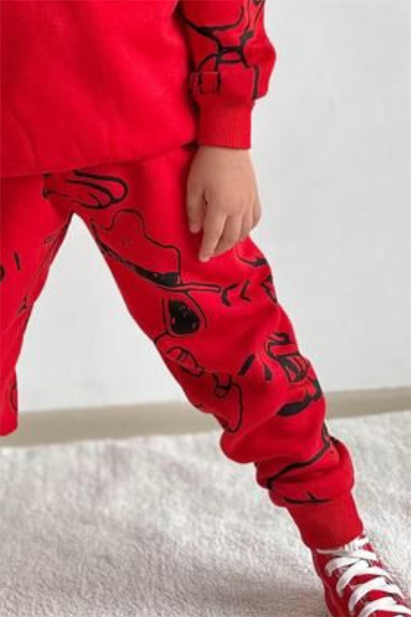 2 İplik Snopy Many Kırmızı Takım