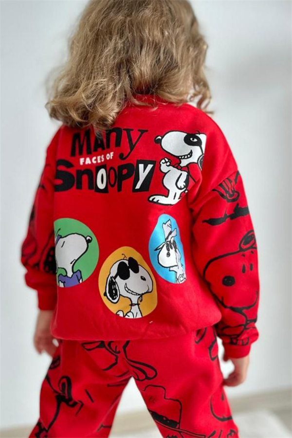 2 İplik Snopy Many Kırmızı Takım