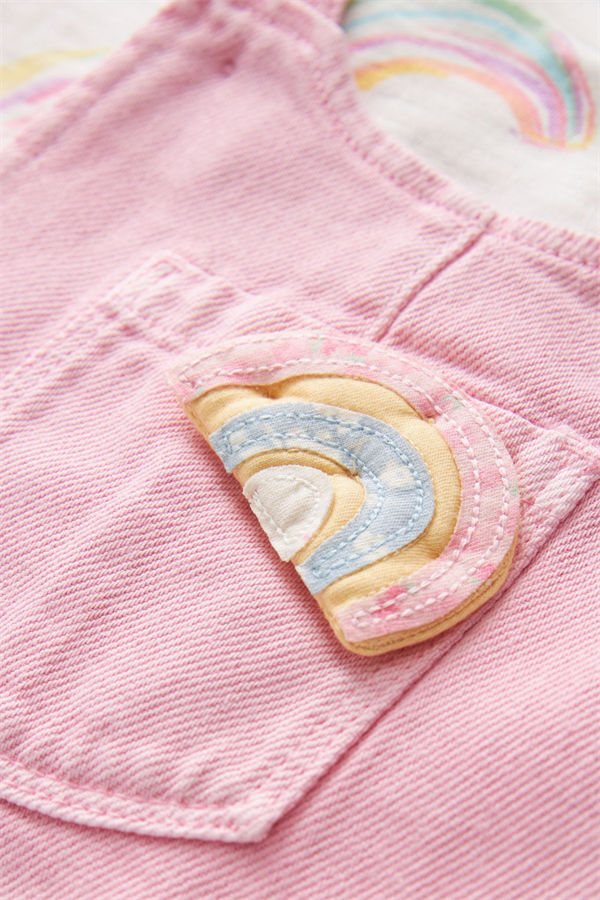 2 Parça Gökkuşağı Bahçivan Denim Salopet