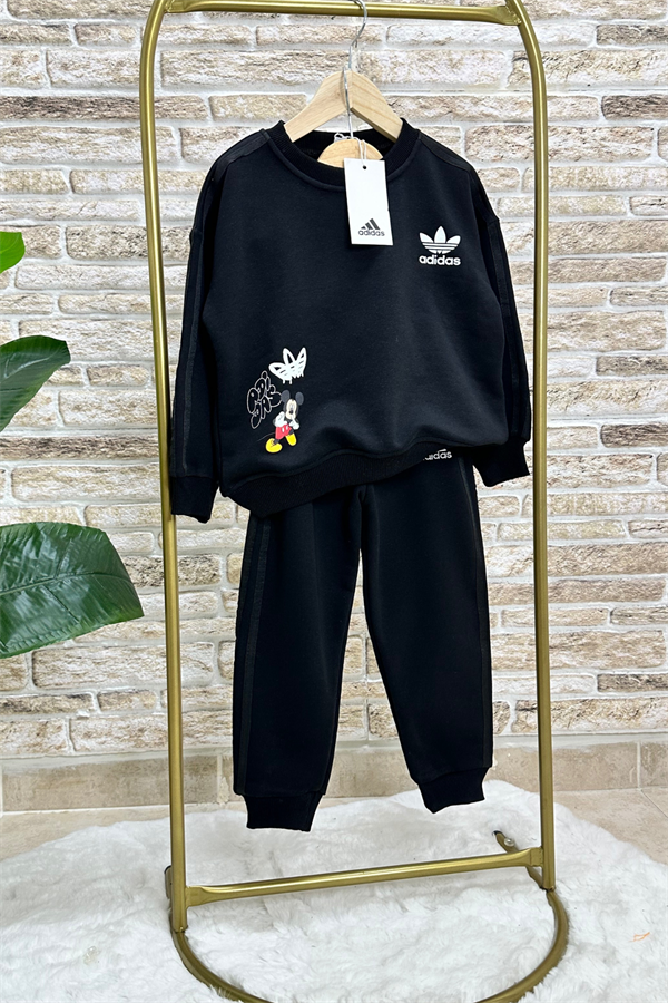 Unisex Çocuk 3 İplik Siyah Mickey Takım