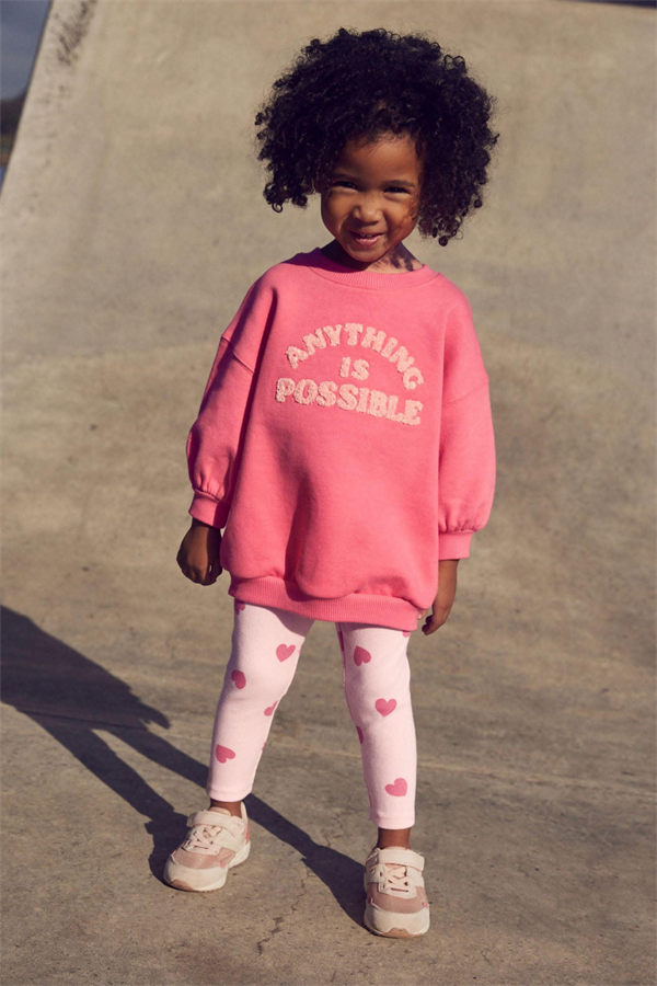 Kız Çocuk 3 İplik Anything Kalpli Tayt Takım