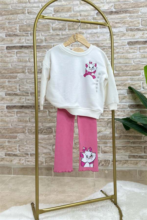 Kız Çocuk 3 İplik Aristocats Baskı Taytlı Takım