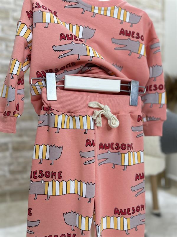 Unisex Çocuk 3 İplik Awesome Baskı İkili Takım