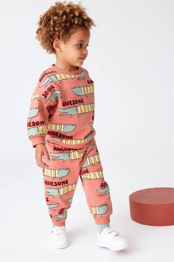 Unisex Çocuk 3 İplik Awesome Baskı İkili Takım