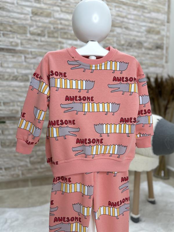 Unisex Çocuk 3 İplik Awesome Baskı İkili Takım