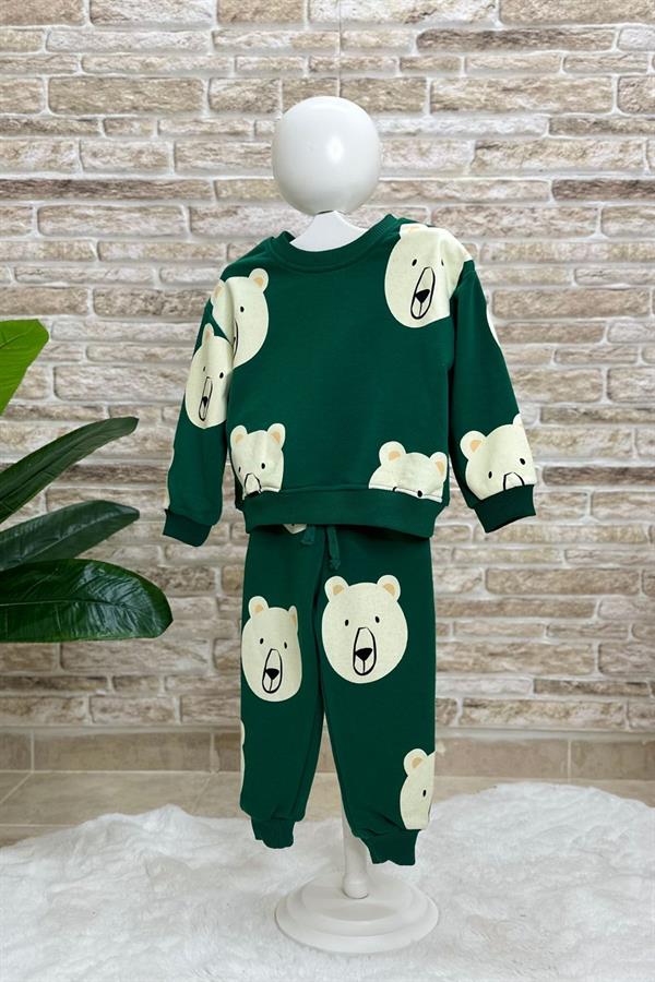 3 İplik Ayıcıklı Yeşil İkili Takım