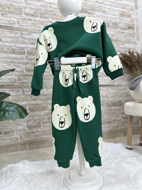 3 İplik Ayıcıklı Yeşil İkili Takım