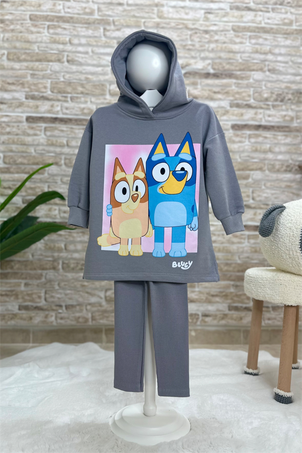 Kız Çocuk Bluey 3 İplik Tunik Sweat Taytlı Takım