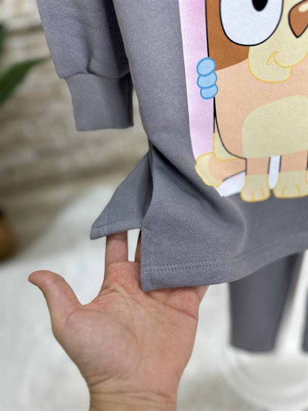 Kız Çocuk Bluey 3 İplik Tunik Sweat Taytlı Takım