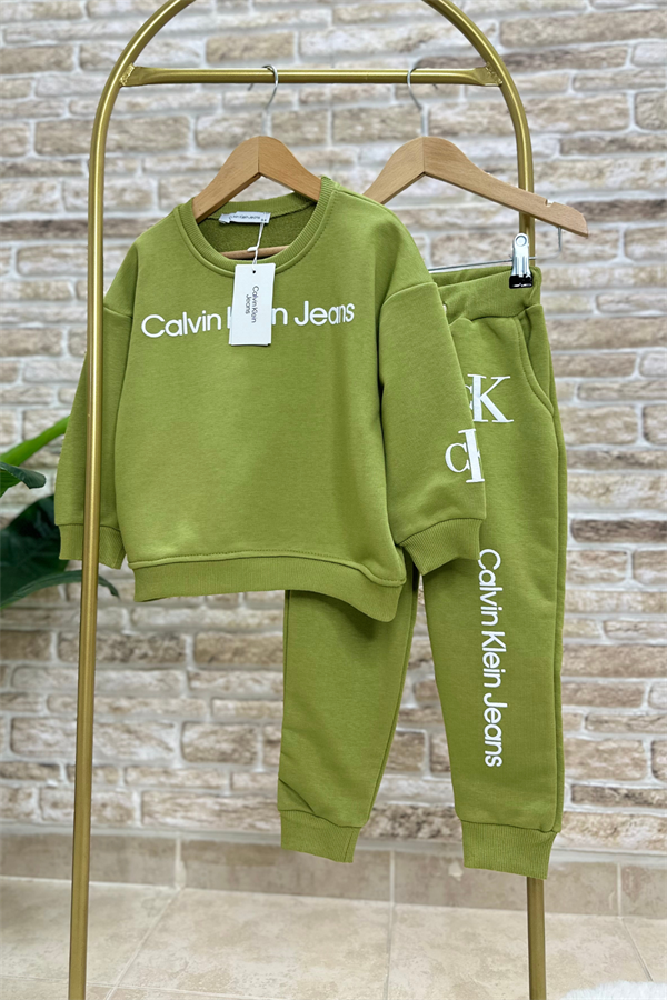 Erkek Çocuk 3 İplik Calvin Yağ Yeşili İkili Takım
