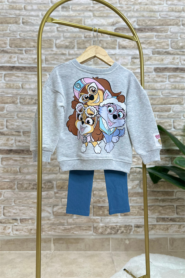 Kız Çocuk 3 İplik Gri Pawpatrol Taytlı Takım