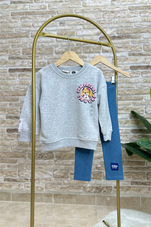 Kız Çocuk 3 İplik Gri Pawpatrol Taytlı Takım