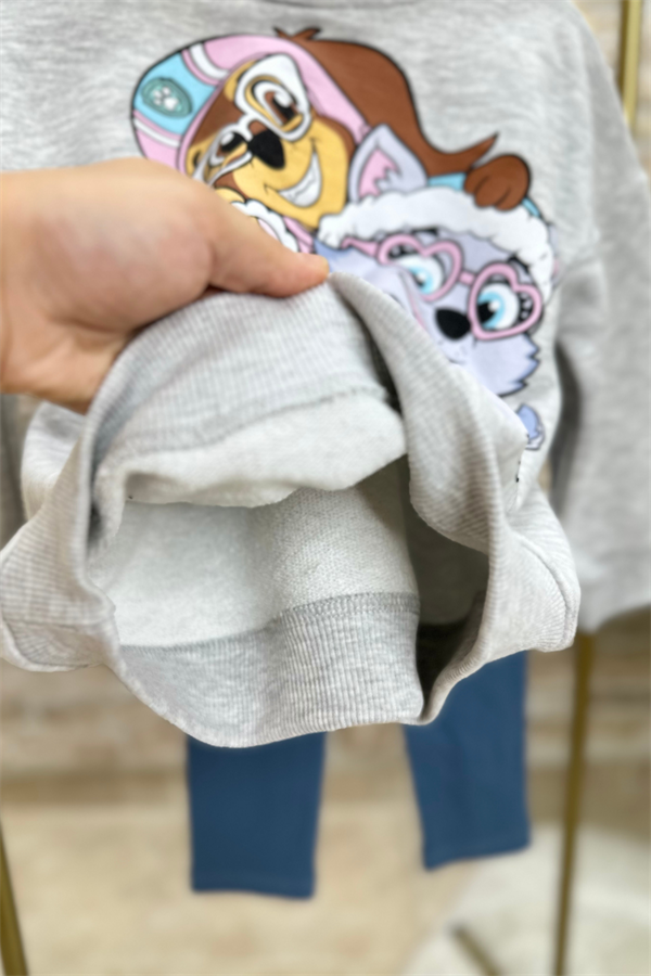 Kız Çocuk 3 İplik Gri Pawpatrol Taytlı Takım