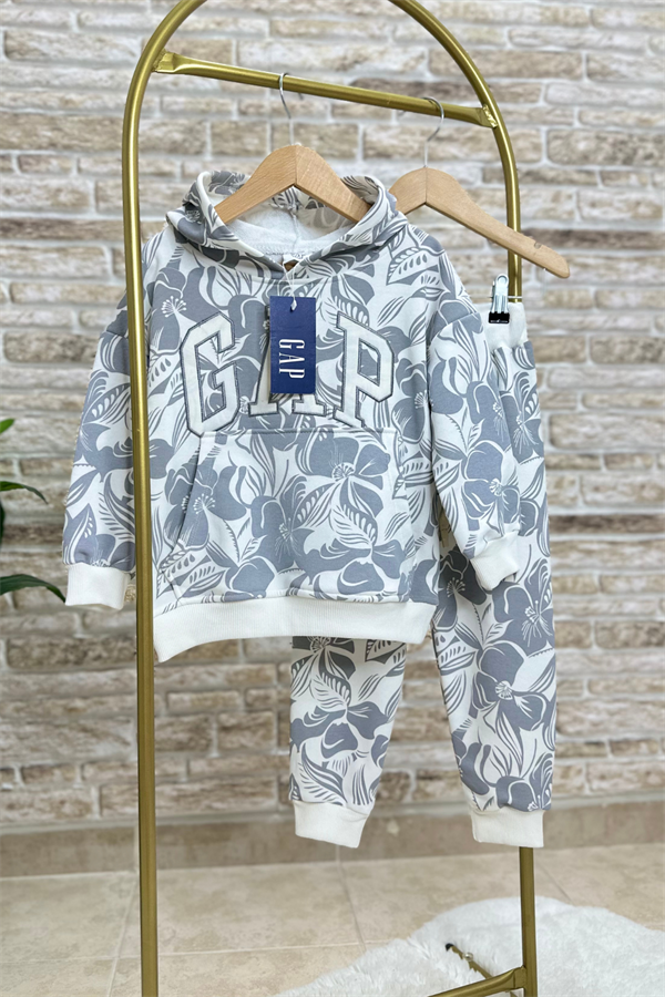 Unisex Çocuk 3 İplik Kapüşonlu Gap Takım