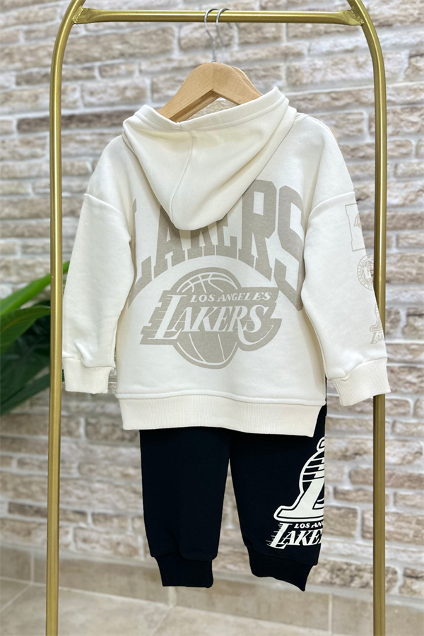 Erkek Çocuk 3 İplik Kapüşonlu Kargo Cepli Lakers Takım