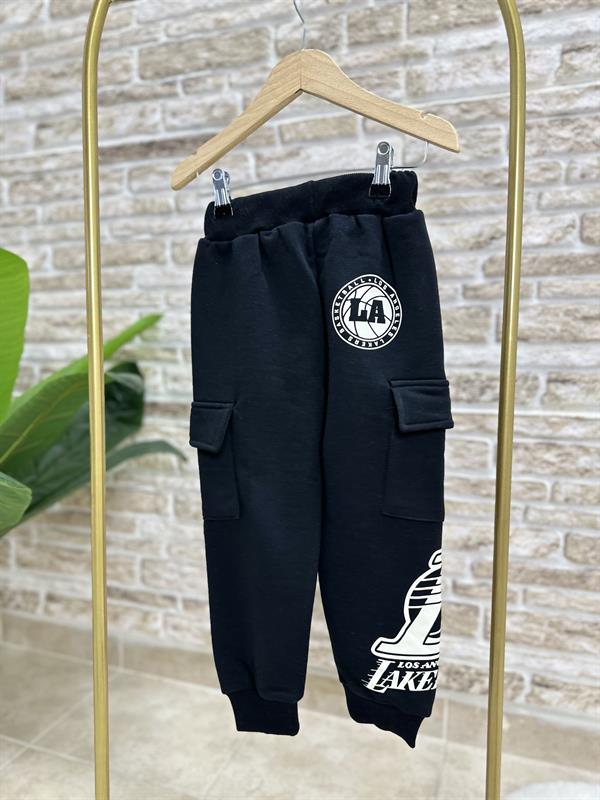 Erkek Çocuk 3 İplik Kapüşonlu Kargo Cepli Lakers Takım