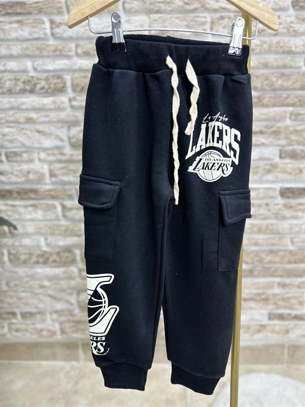 Erkek Çocuk 3 İplik Kapüşonlu Kargo Cepli Lakers Takım