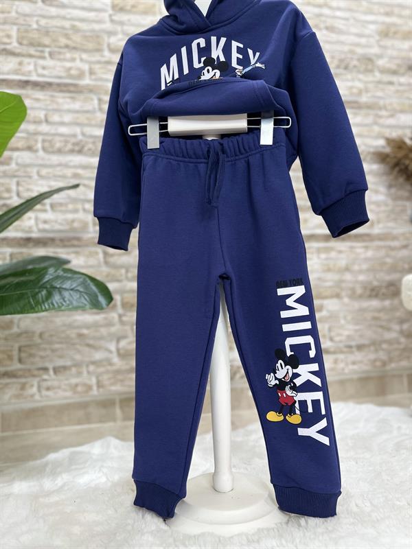 3 İplik Kapüşonlu Lacivert Mickey İkili Takım