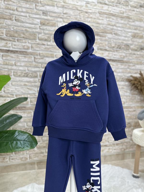 3 İplik Kapüşonlu Lacivert Mickey İkili Takım