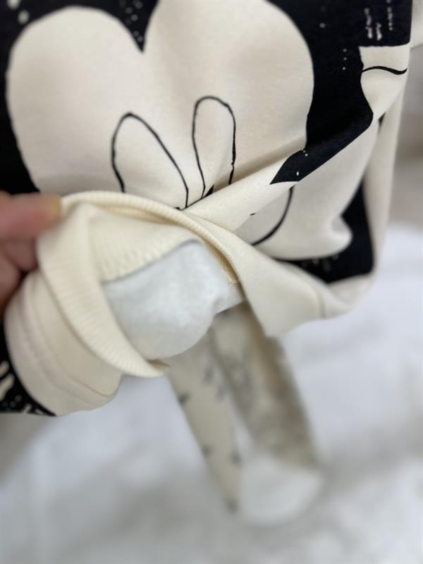 3 İplik Kapüşonlu Mickey Krem Takım