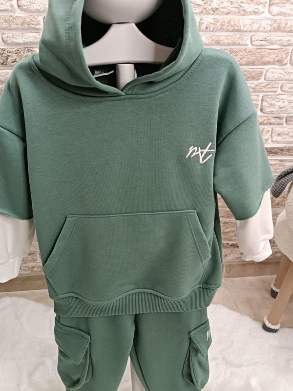 3 İplik Kargo Cepli Yeşil İkili Takım