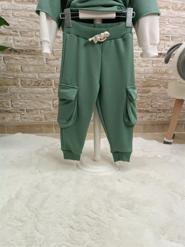 3 İplik Kargo Cepli Yeşil İkili Takım