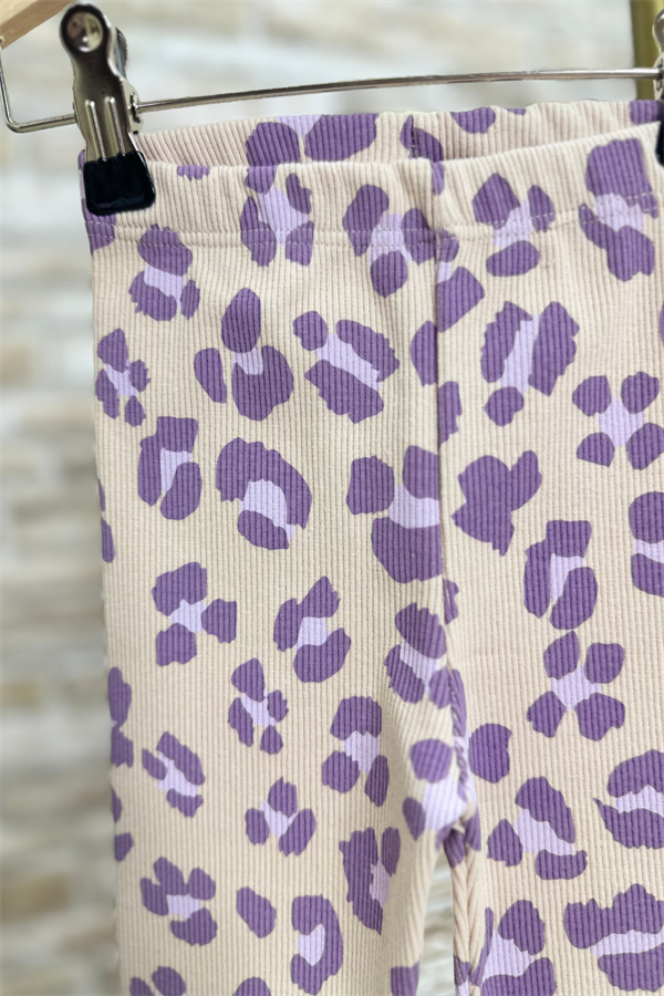 Kız Çocuk 3 İplik  Lila Zebra Baskılı Taytlı Takım