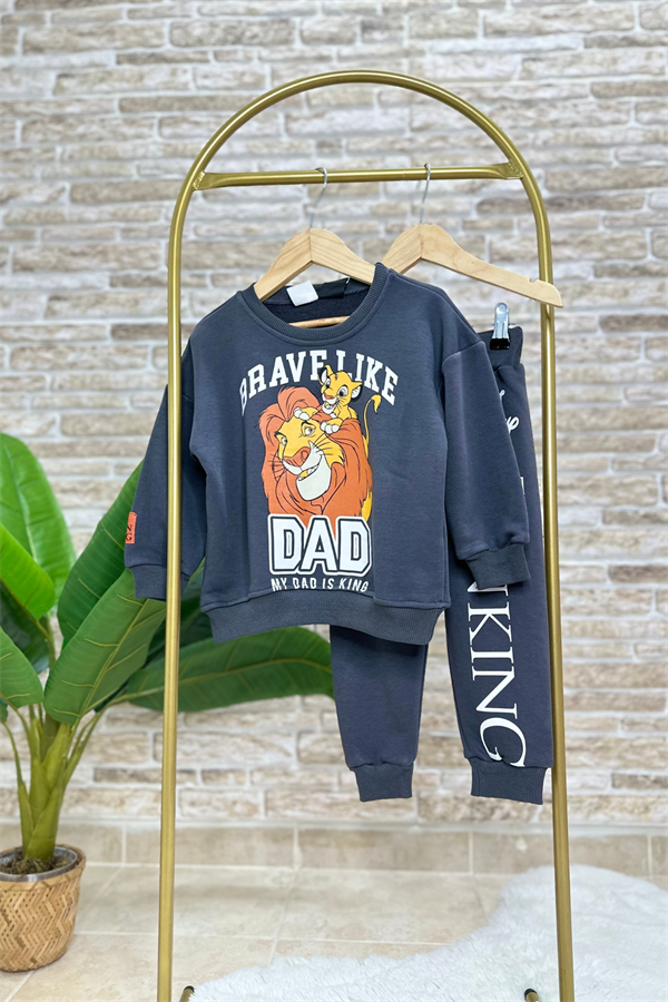 Erkek Çocuk 3 İplik Lion King Anrasit Takım