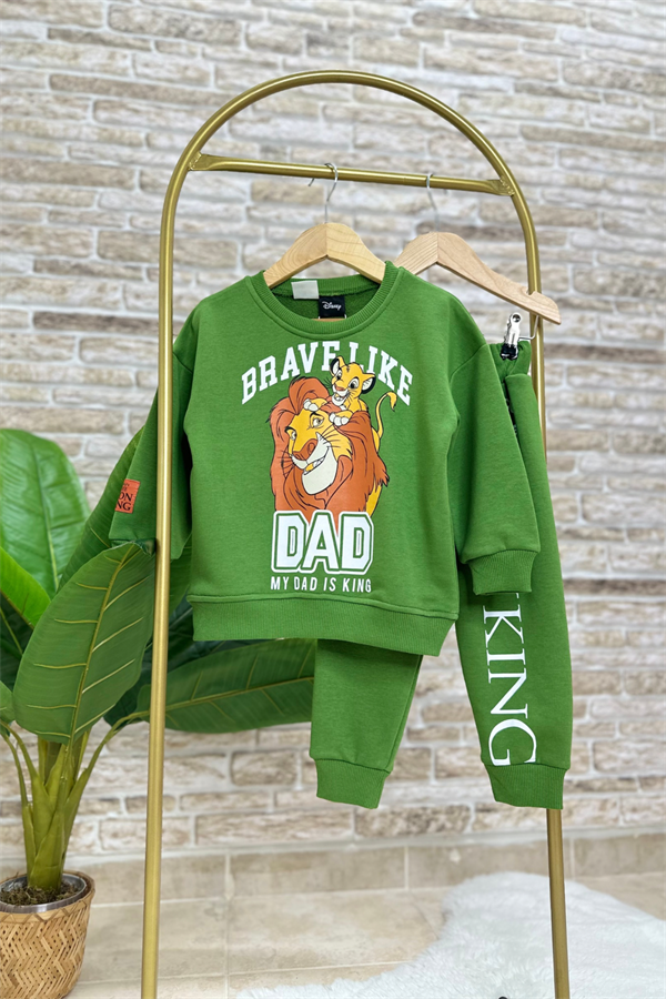 Erkek Çocuk 3 İplik Lion King Yağ Yeşili Takım