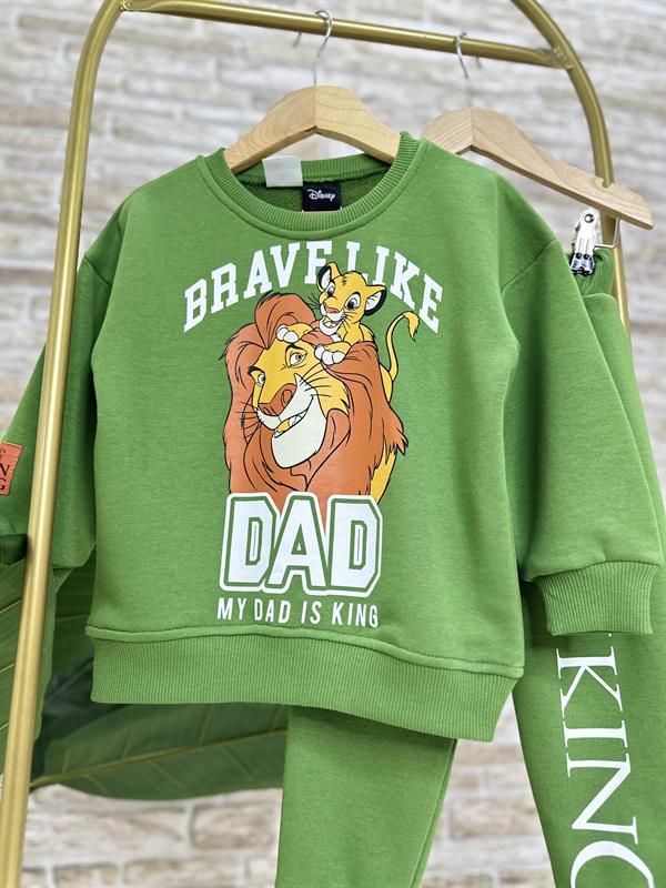 Erkek Çocuk 3 İplik Lion King Yağ Yeşili Takım