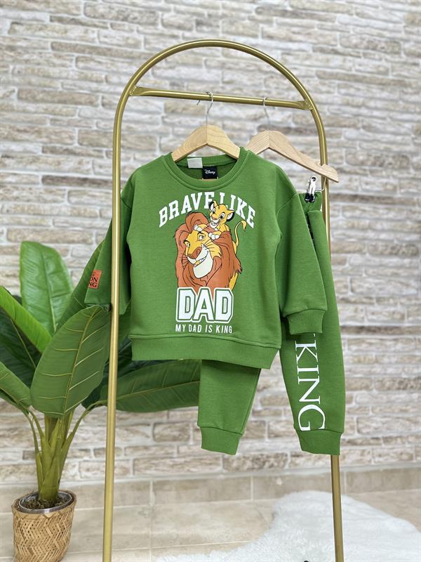 Erkek Çocuk 3 İplik Lion King Yağ Yeşili Takım