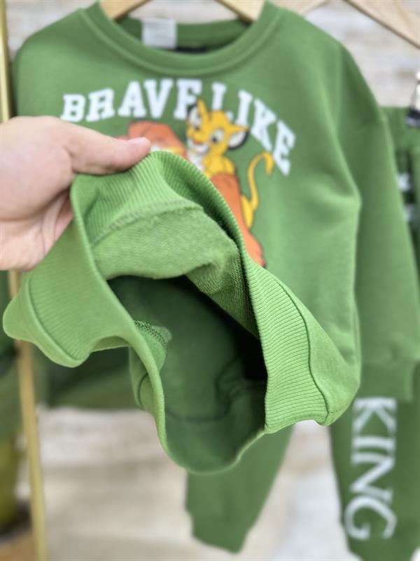 Erkek Çocuk 3 İplik Lion King Yağ Yeşili Takım