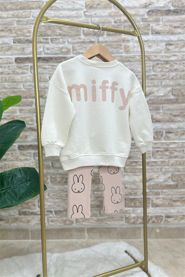 Kız Çocuk 3 İplik Miffy Bej Taytlı Takım