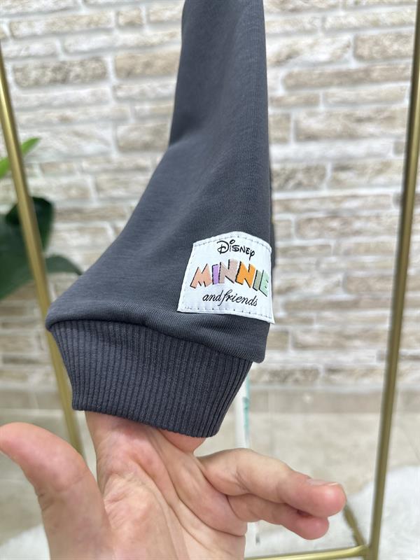 Kız Çocuk 3 İplik  Minnie Friends Antrasit Taytlı Takım