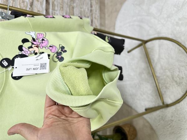 Kız Çocuk 3 İplik Minnie Neon Renk Taytlı Takım