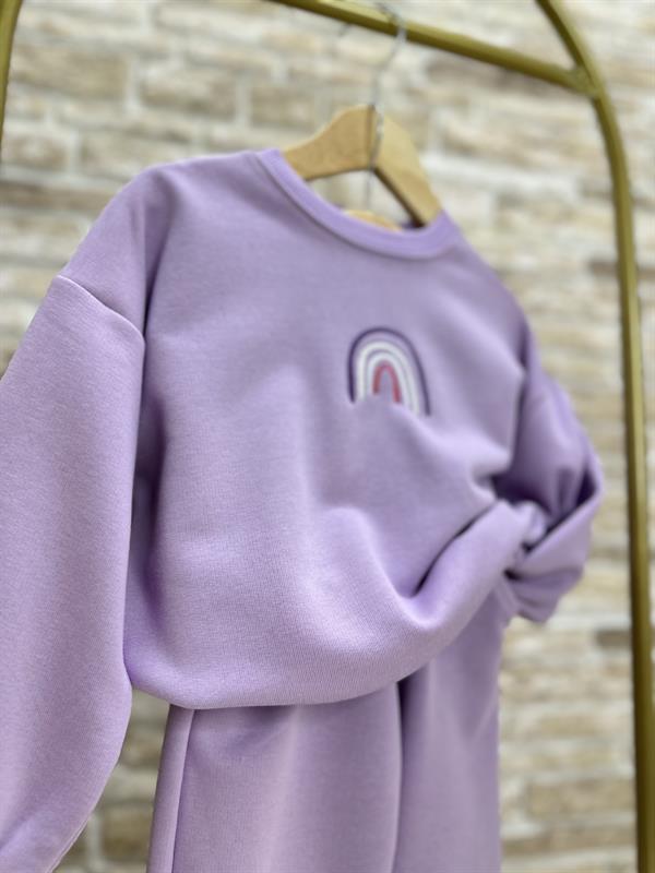 Kız Çocuk 3 İplik Nakışlı Gökkuşağı Takım