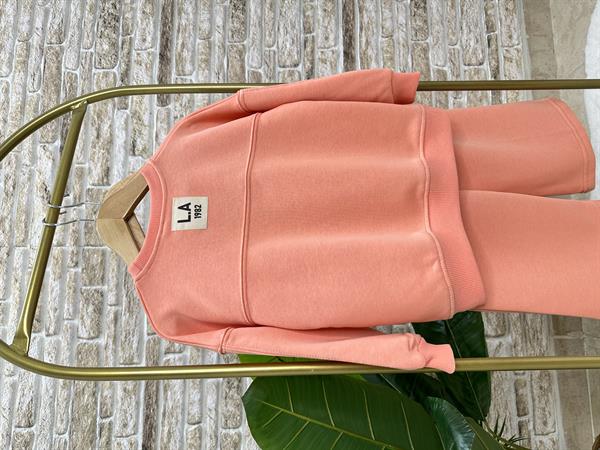 Kız Çocuk 3 İplik Neon Somon İspanyol Paça Takım