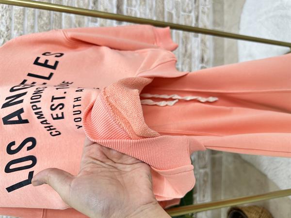 Kız Çocuk 3 İplik Neon Somon İspanyol Paça Takım