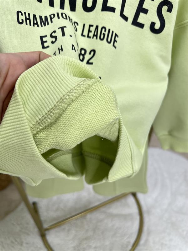 Kız Çocuk 3 İplik Neon Yeşil İspanyol Paça Takım