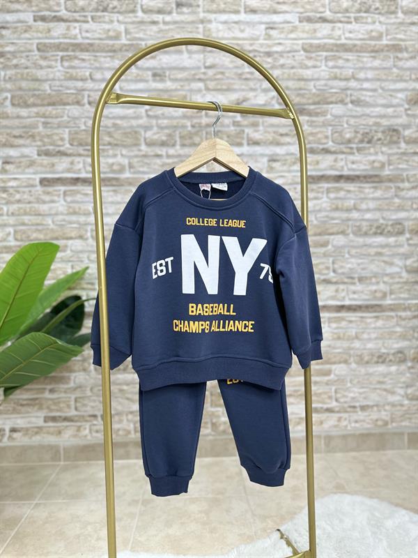 Erkek Çocuk 3 İplik Ny Baskılı Lacivert Takım