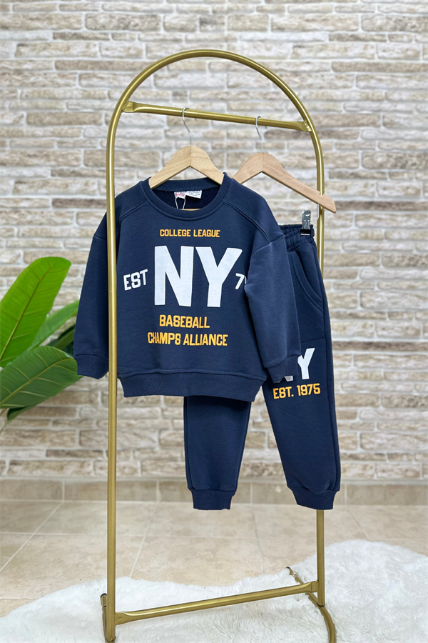 Erkek Çocuk 3 İplik Ny Baskılı Lacivert Takım
