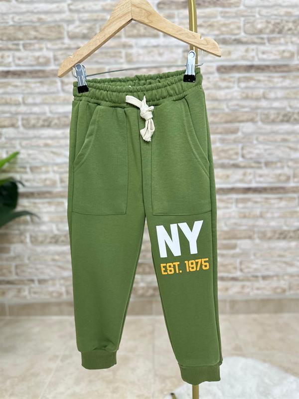 Erkek Çocuk 3 İplik Ny Baskılı Yağ Yeşili Takım