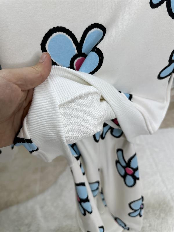 3 İplik Papatyalı Mavili İkili Takım